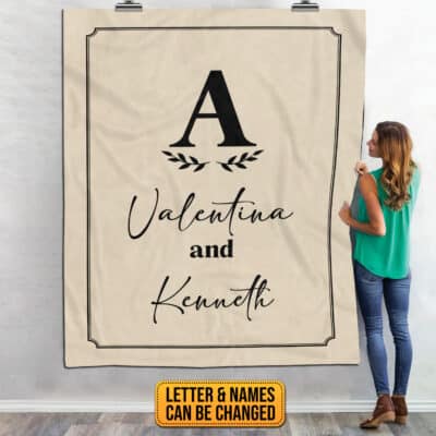 Alternative view of Custom Blanket with Name, Personalized Monogram Name Fleece Blankets - Couple Name Throw Blanket