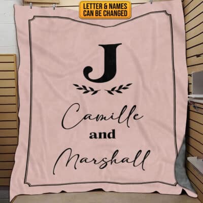 Custom Blanket with Name, Personalized Monogram Name Fleece Blankets - Couple Name Throw Blanket