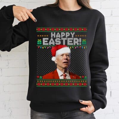 Alternative view of Santa Joe Biden Happy Easter Ugly Christmas Sweater Sweatshirt - Merry 4th Of Easter Hoodie Sweatshirt