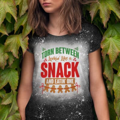 Alternative view of Torn Between Looking Like A Snack And Eating One Funny Christmas Bleached T-Shirt