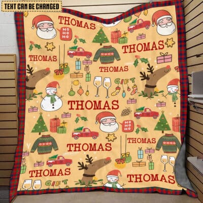 Personalized Baby Name Christmas Fleece Blanket - Custom Random Name Christmas Blanket