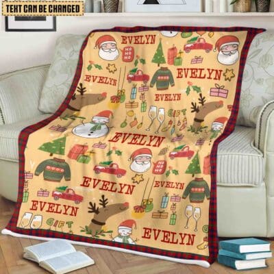 Alternative view of Personalized Baby Name Christmas Fleece Blanket - Custom Random Name Christmas Blanket