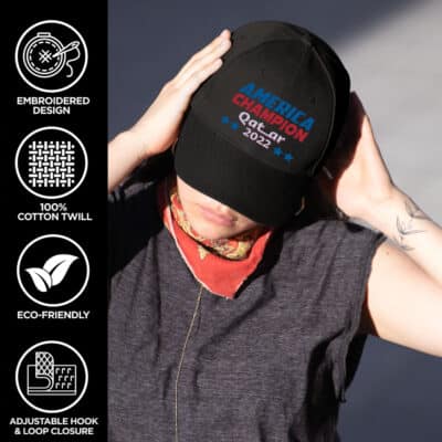 Alternative view of America We Are The Champion World Cup 2022 Football Soccer Fan Snapback Hat Cap