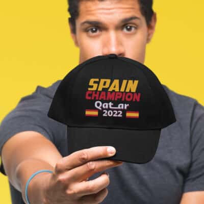 Alternative view of Spain We Are The Champion World Cup 2022 Football Soccer Fan Snapback Hat Cap