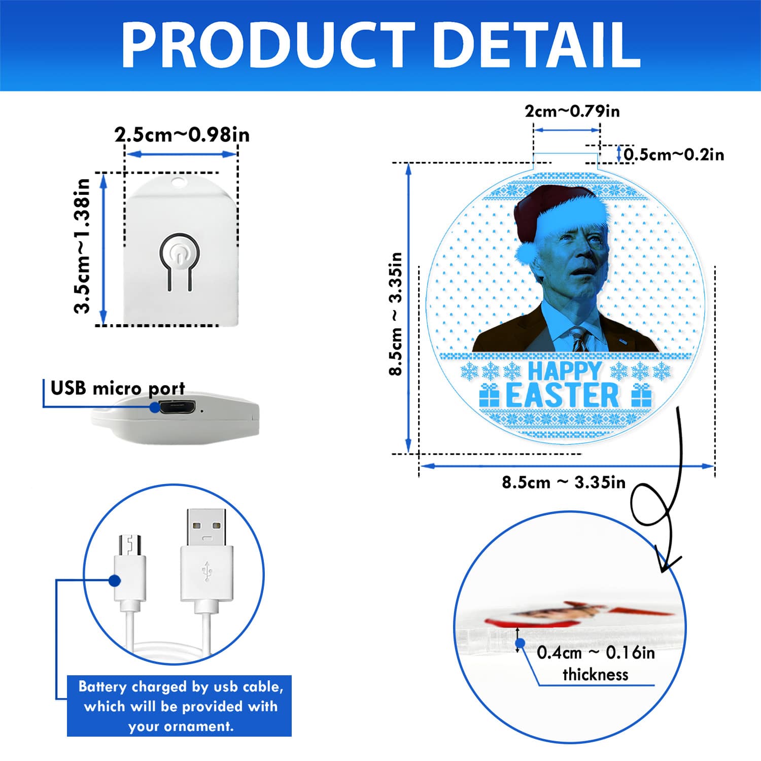 Mockup Product Details 1 2VT. Happy Easter Led Ornament