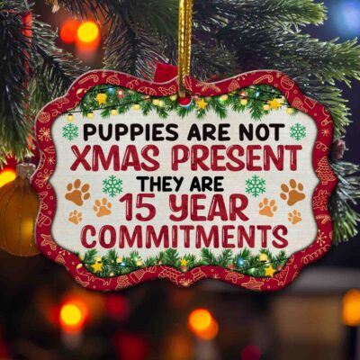 Puppies Is Not Xmas Presents Ornament- Christmas Puppies 15 Years Commitments Ornament