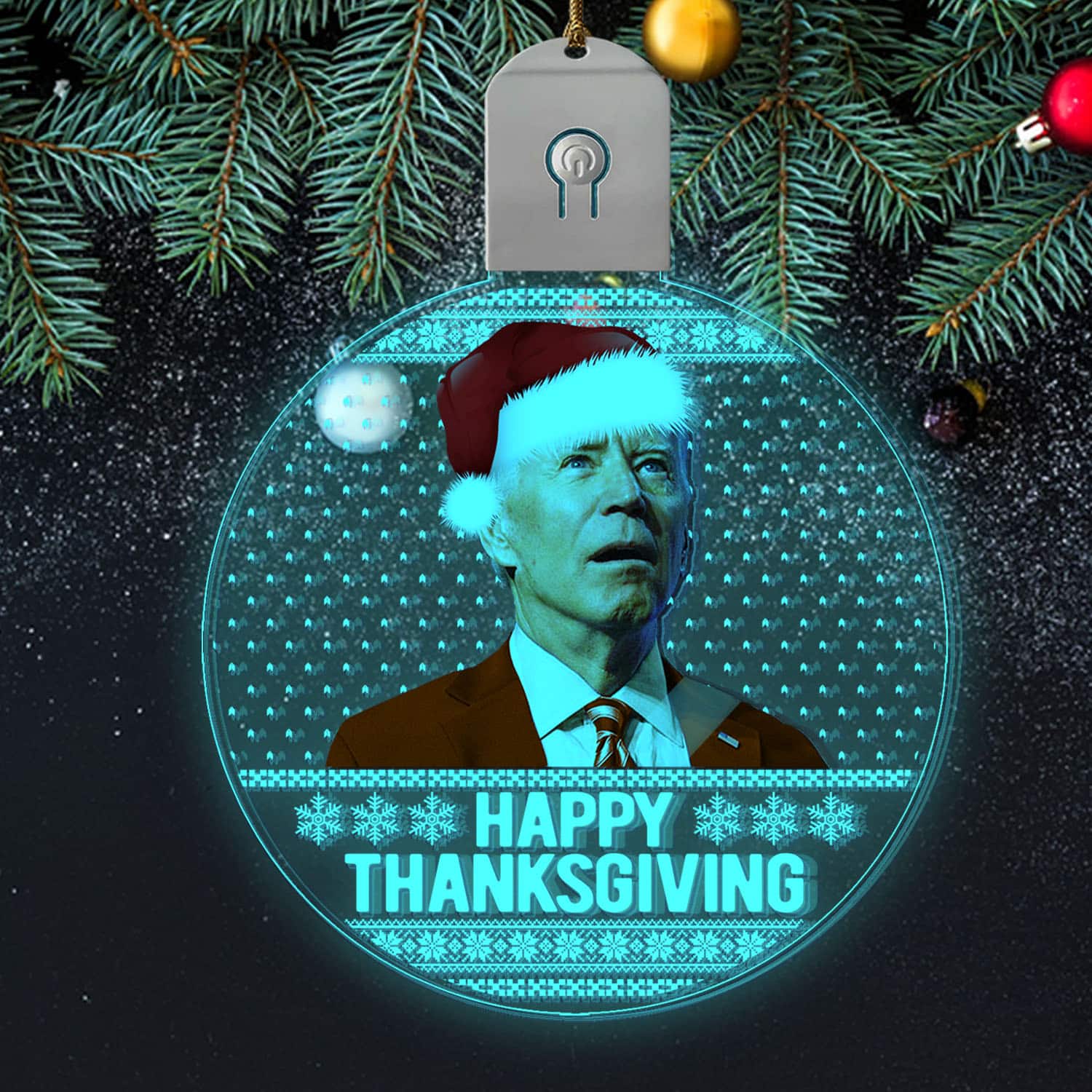 Mockup 2 2VT. Happy Thanksgiving Led Ornament