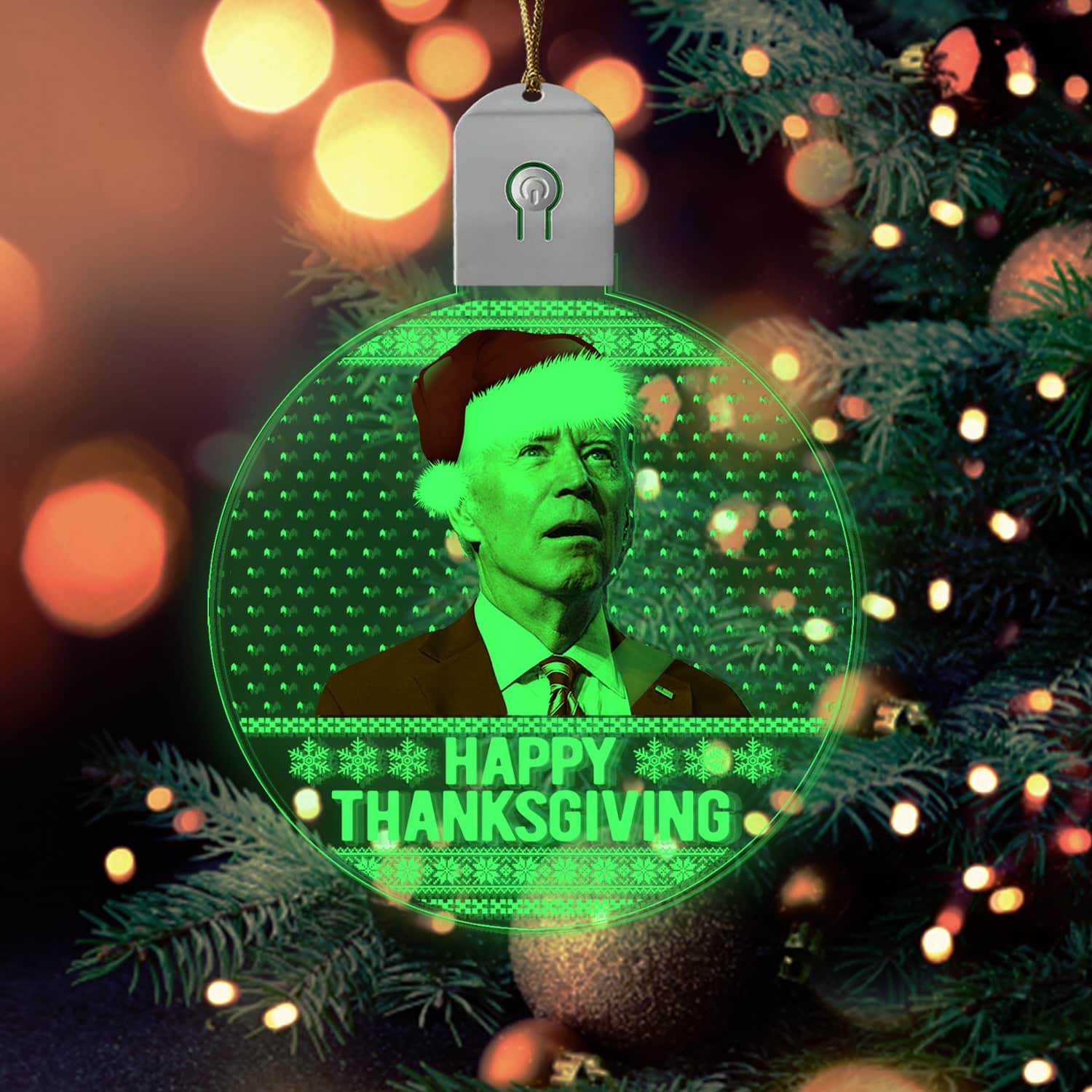 Mockup 3 2VT. Happy Thanksgiving Led Ornament