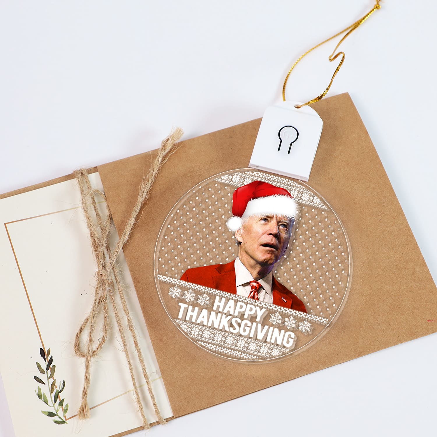 Mockup 4 2VT. Happy Thanksgiving Led Ornament