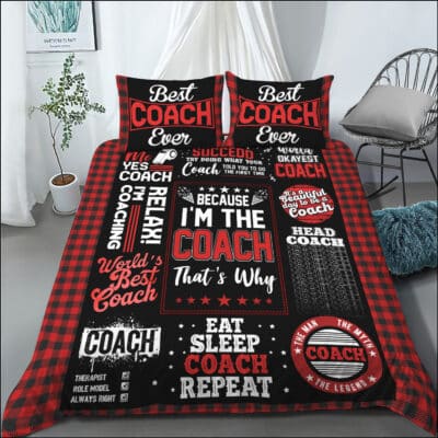 Best Coach Ever Custom Bedding Set - Pillow and Duvet Cover - Gift For Coach - Coach Appreciation Gifts