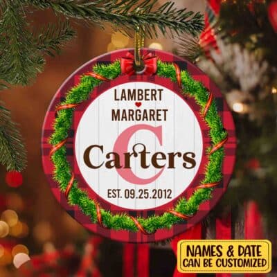 Personalized Mono Name Family Christmas Ornament - Christmas Gifts for Women, Men, or Couples!