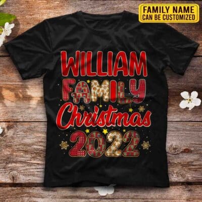 Alternative view of Personalized Family Christmas 2022 T-Shirt - Custom Family Name Christmas Tee - Merry Xmas Holiday Outfit