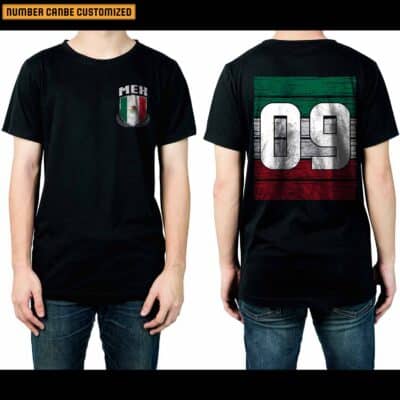 Personalized Number Soccer Jersey Mexico Flag Mexican Football Fan Women Men Kid 2 Sided T-Shirt