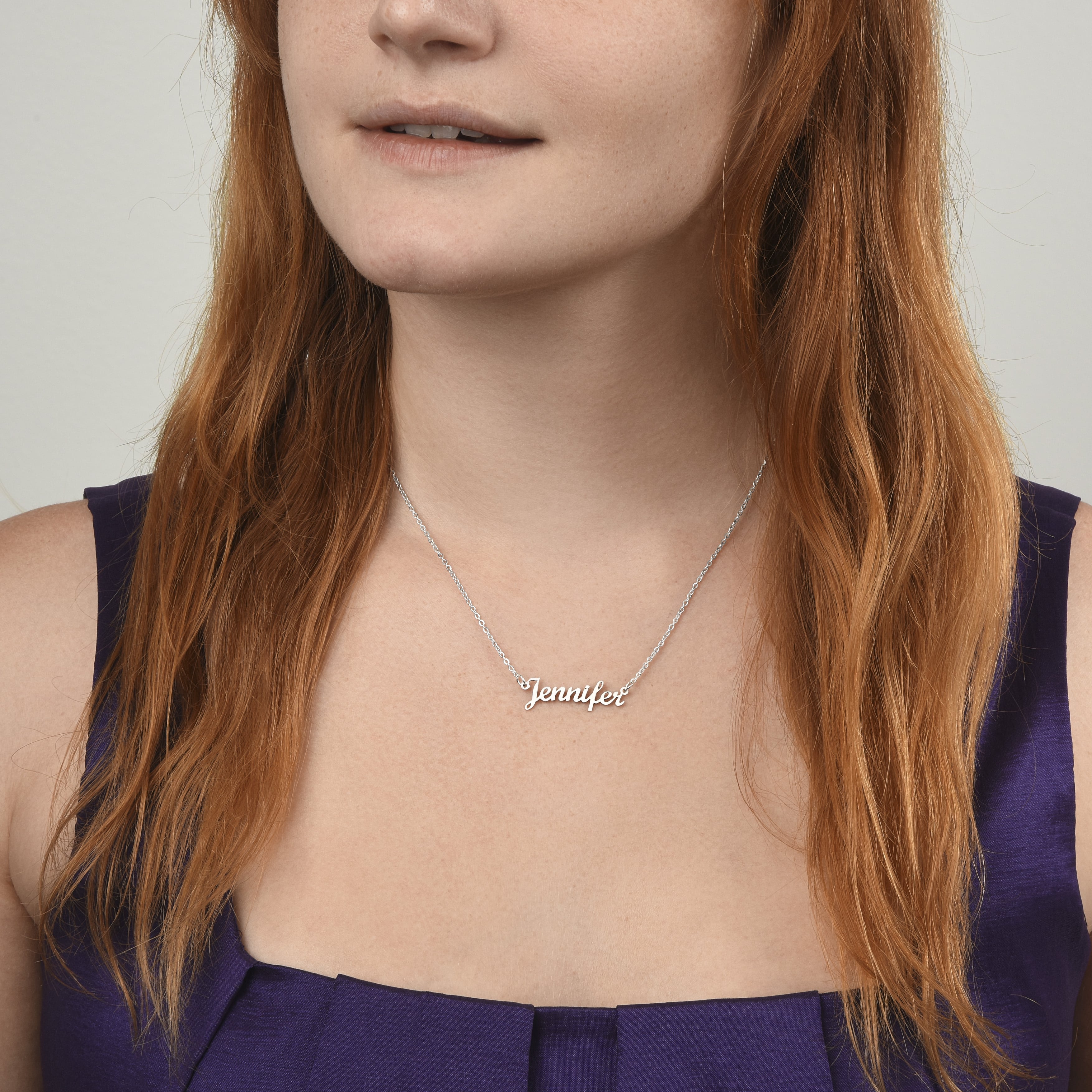 Custom Name Necklace, Silver, Model