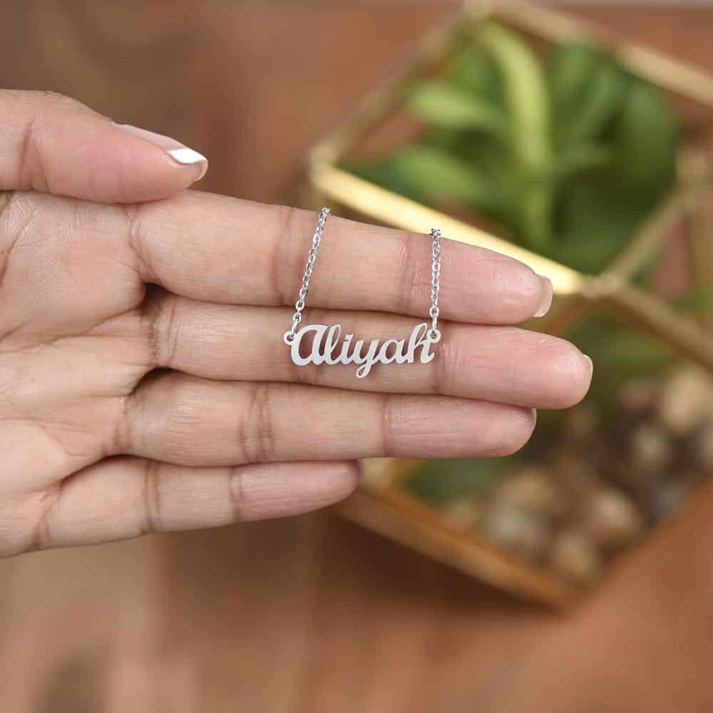 Custom Name Necklace, Silver, Model