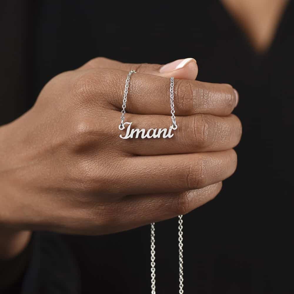 Custom Name Necklace, Silver, Model