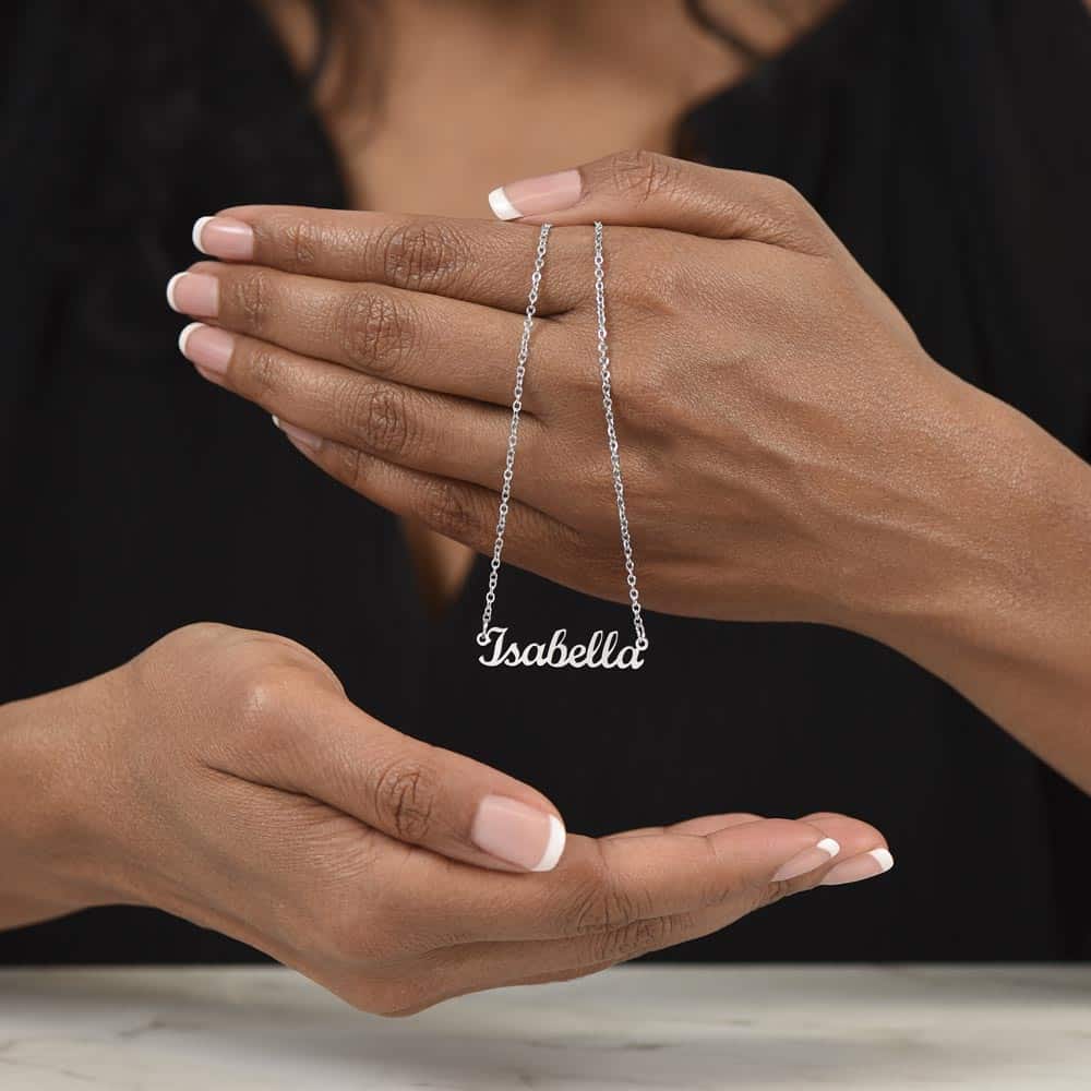 Custom Name Necklace, Silver, Model