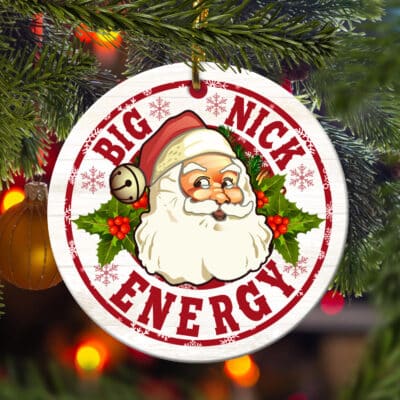 Big Nick Energy Ornament Funny Vintage Santa Claus Wink Christmas Ornament Keepsake