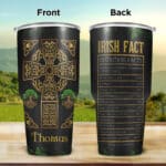 Personalized St Patricks Day Tumbler Irish Fact Celtic Cross Jewelry Drawing Stainless Steel Tumbler - Saint Paddy's Day Gifts for Irish