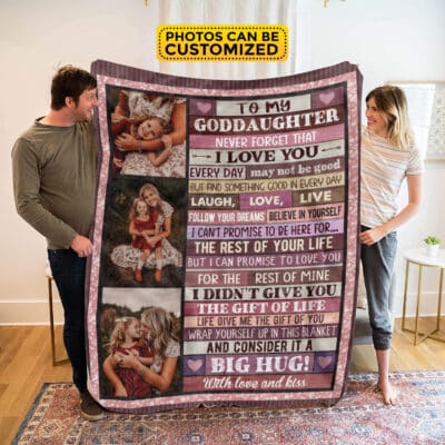 Alternative view of Personalized Goddaughter Gifts from Godmother Godfather - To Goddaughter Throw Blanket Believe Christian Gifts for Birthday