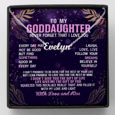 Personalized Name Necklace Goddaughter Gifts from Godmother Godfather - To My Goddaughter Necklace Believe Christian Gifts