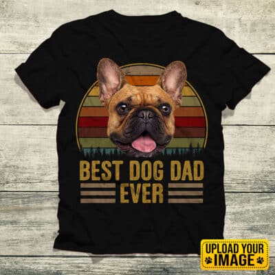 Personalized Potrait Vintage Best Dog Dad Ever T-Shirt - Custom Drawing Dog Daddy Gift Shirt