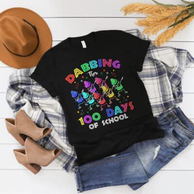 Alternative view of Happy 100th Day of School Students Kids Teachers T-Shirt - Dabbing 100 Days of School Shirt