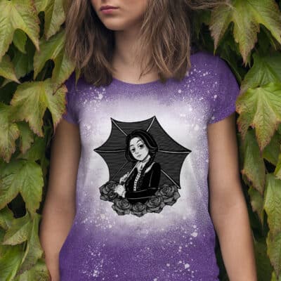 Alternative view of Wednesday Addams Bleached Shirt - Addams Family Bleached Tee - Gothic Halloween Shirt