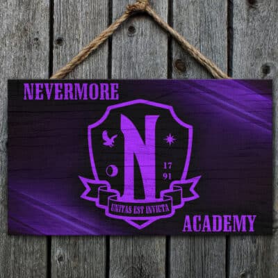 Nevermore Wednesday Door Sign - Nevermore Academy Emblem Front Door Sign