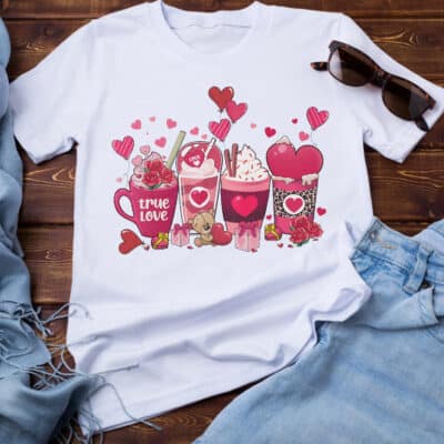 Valentine Coffee Cup T-Shirt, Womens Valentines Day Sweatshirt,  Womens Valentines Day Sweater, Valentines Day Shirt