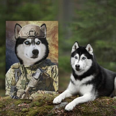 Alternative view of The Veteran - Custom Pet Drawing Canvas Poster - Personalized Pet Portrait Decor Wall Art