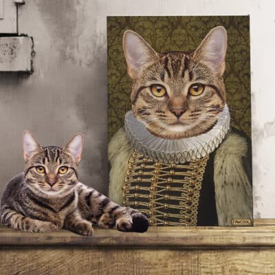 The Noble - Custom Pet Drawing Canvas Poster - Personalized Pet Portrait Decor Wall Art