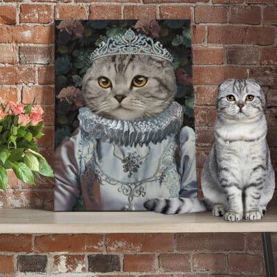 The Princess - Custom Pet Drawing Canvas Poster - Personalized Pet Portrait Decor Wall Art