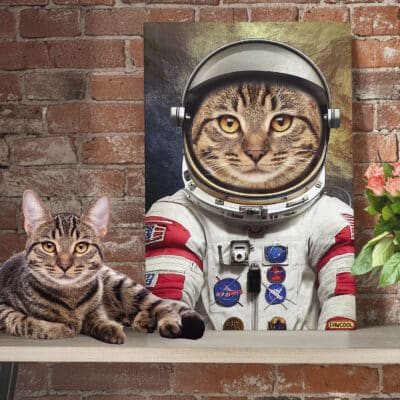 The Astronaut - Custom Pet Drawing Canvas Poster - Personalized Pet Portrait Decor Wall Art