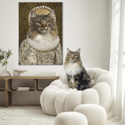 Alternative view of The Queen - Custom Pet Drawing Canvas Poster - Personalized Pet Portrait Decor Wall Art