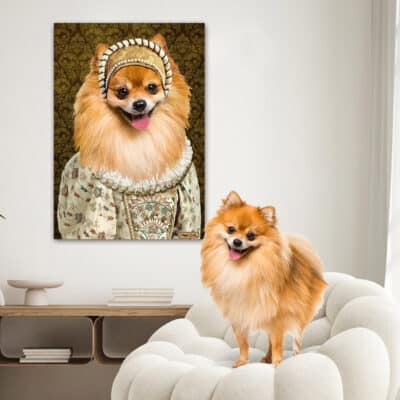 The Queen - Custom Pet Drawing Canvas Poster - Personalized Pet Portrait Decor Wall Art