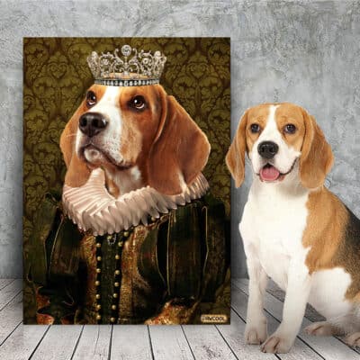 Alternative view of The Queen II - Custom Pet Drawing Canvas Poster - Personalized Pet Portrait Decor Wall Art