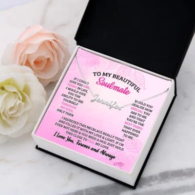 Personalized Name Necklace To My Beautiful Soulmate - Custom Name Soulmate Valentine Necklace - Wife Gifts From Husband