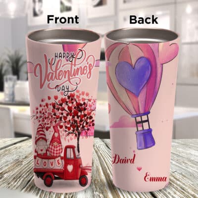 Happy Valentine Personalized Name Insulated Tumbler Cup - Valentines Day Gifts for Women and Girl - Love Coffee Mugs Cup