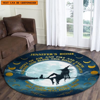 Alternative view of Personalized Witch Home Rug - Custom Only Good May Enter Here Rug Mat for Witch