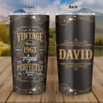 Personalized Age Vintage 70th 60th 50th 40th 30th Birthday Insulated Tumbler Cup Vintage Made In Aged To Perfection Mug