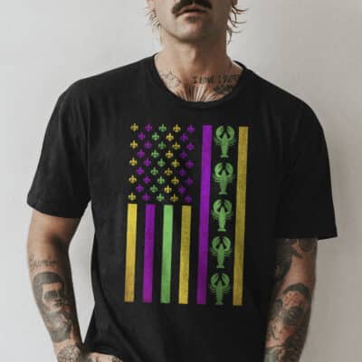 Alternative view of Mardi Gras American Flag Shirts For Men Mardi Gras Outfit For Women Kids T-Shirt