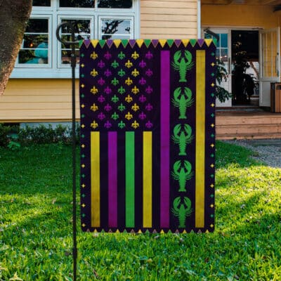 Alternative view of Mardi Gras American Flag Garden Decoration - Mardi Gras Decorations Mardi Gras Garden House Flag Fabric Double Sided