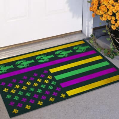 Mardi Gras American Flag Outdoor Indoor Mat - Mardi Gras Decorations Mardi Gras Doormat