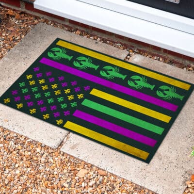Alternative view of Mardi Gras American Flag Outdoor Indoor Mat - Mardi Gras Decorations Mardi Gras Doormat