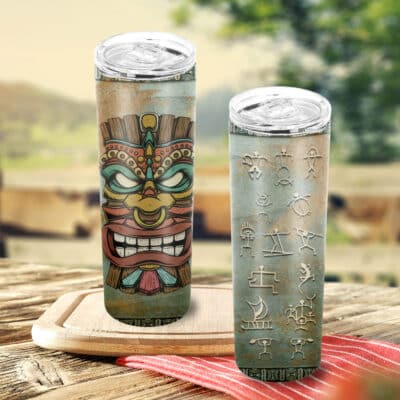 Alternative view of Hawaii Aloha Tiki Bar Insulated Skinny Tumbler Cup - Hawaiian Gifts Party Mugs Cup