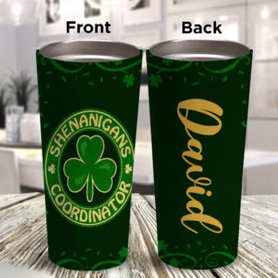 Personalized Shenanigans Coordinator Matching Teacher St Patricks Day Insulated Tumbler Cup - Travel Coffee Mugs Cup