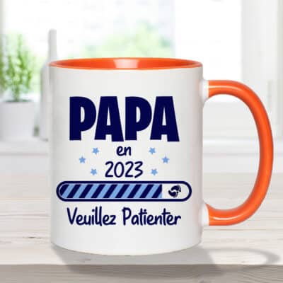 Papa En 2023 Veuillez Patienter Coffee Mug Accent Mug - Fathers Day Mug - Mug for Dad 2023
