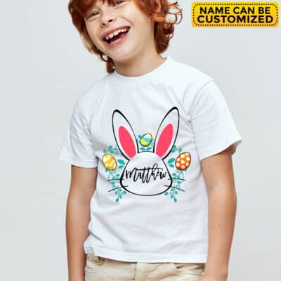 Alternative view of Personalized Easter Bunny Name T-Shirt Sweatshirt - Custom Boy or Girl Easter Shirt, East Gift for Children, Kids Easter Tee