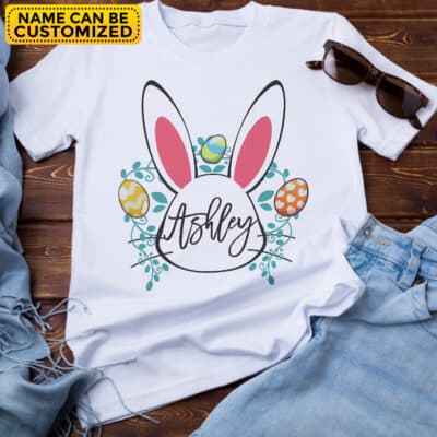 Personalized Easter Bunny Name T-Shirt Sweatshirt - Custom Boy or Girl Easter Shirt, East Gift for Children, Kids Easter Tee